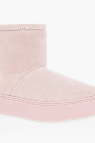 Padded EYELIKE Suede Boots With Embroidered Logo