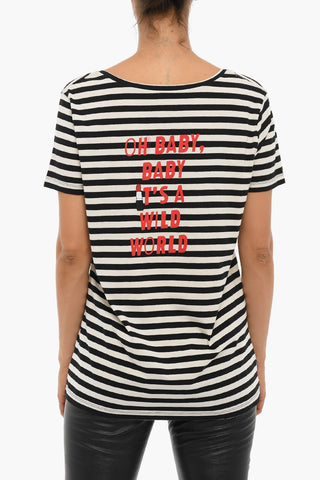 Striped Cotton T-Shirt with Back Print