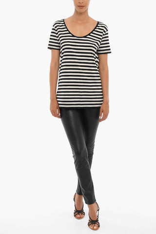 Striped Cotton T-Shirt with Back Print