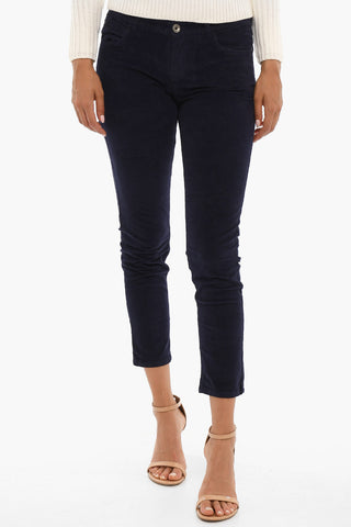 Skinny Fit Velvet Pants with 5 Pockets