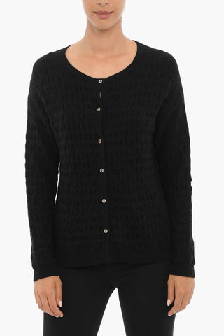Cardigan Girocollo in Lana e Cashmere a Tinta Unita