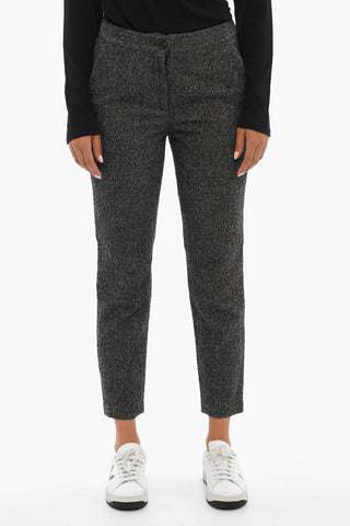Pantaloni Motivo Herringbone in Misto Lana