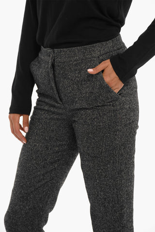 Pantaloni Motivo Herringbone in Misto Lana
