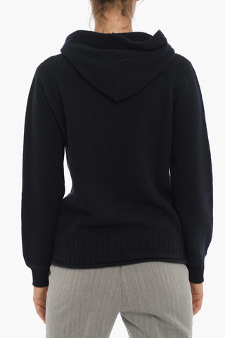 Wool Sweater with Hood and Patch Pocket