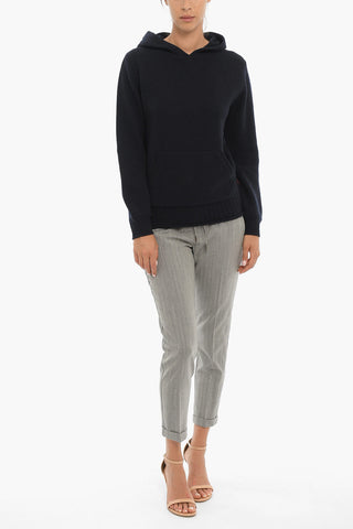 Wool Sweater with Hood and Patch Pocket