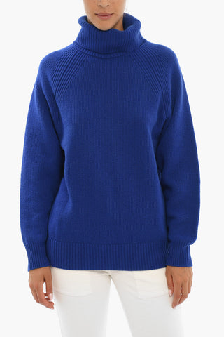 Solid Color Wool Turtleneck Sweater