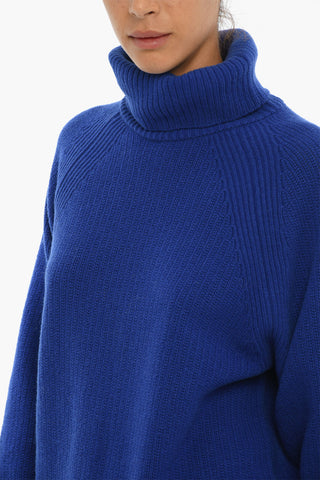 Solid Color Wool Turtleneck Sweater