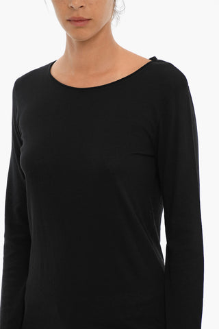 T-Shirt in Cotone e Cashmere a Manica Lunga 