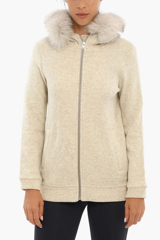 Knitted Jacket with Real Fur On the Hood