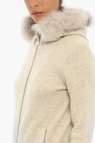 Knitted Jacket with Real Fur On the Hood
