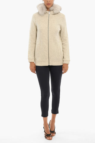 Knitted Jacket with Real Fur On the Hood