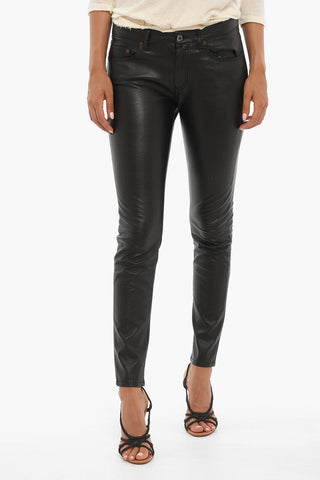 Pantaloni MARTEN in Ecopelle con Patch Logo a Contrasto