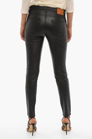 Pantaloni MARTEN in Ecopelle con Patch Logo a Contrasto