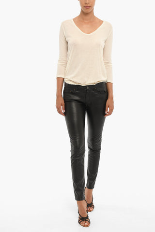 Pantaloni MARTEN in Ecopelle con Patch Logo a Contrasto