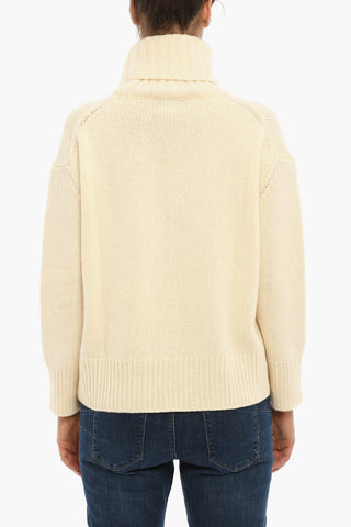 Solid Color Wool Turtleneck Sweater