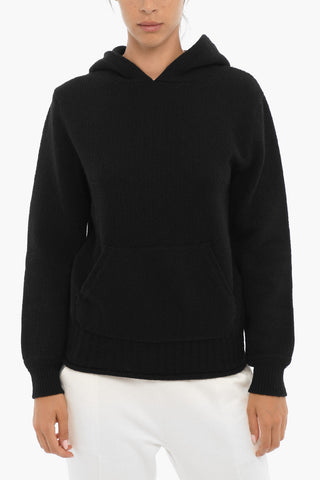 Solid Color Wool Sweater with Hood