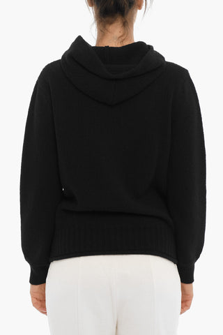 Solid Color Wool Sweater with Hood