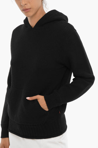 Solid Color Wool Sweater with Hood