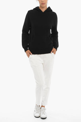 Solid Color Wool Sweater with Hood