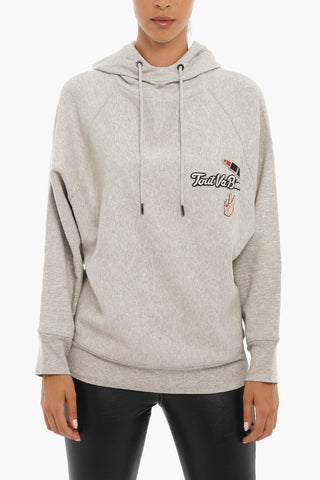 Raglan Sleeve Hoodie with Fleeced Inner and Embroideries