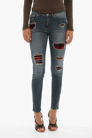 Distressed MARTEN Jeans with Patch in Buffalo Motif 12cm