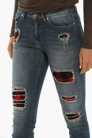 Distressed MARTEN Jeans with Patch in Buffalo Motif 12cm