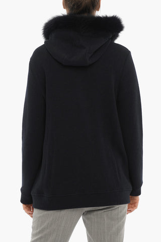 Knitted Jacket with Real Fur On the Hood