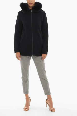 Knitted Jacket with Real Fur On the Hood