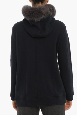Knitted Jacket with Real Fur On the Hood