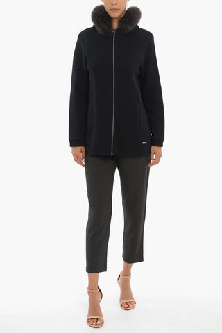 Knitted Jacket with Real Fur On the Hood