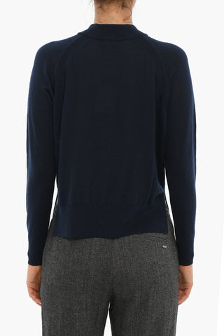 Maglia IVY in Lana con Spacchi Laterali e Ricamo Frontale