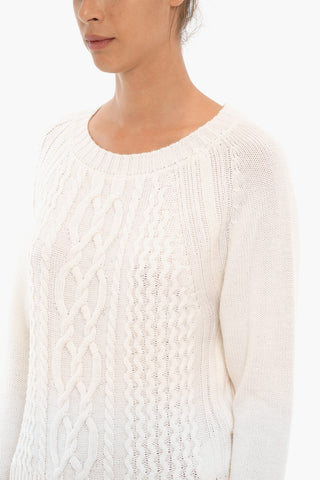 Maglia Girocollo a Trecce in Lana
