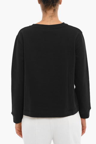 Crew-neck T-Shirt with Fleeced Inner and Contrasting Patches