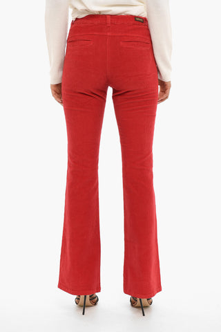 Pantaloni Bootcut in Velluto a Coste con Passanti