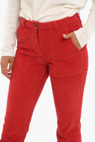 Pantaloni Bootcut in Velluto a Coste con Passanti