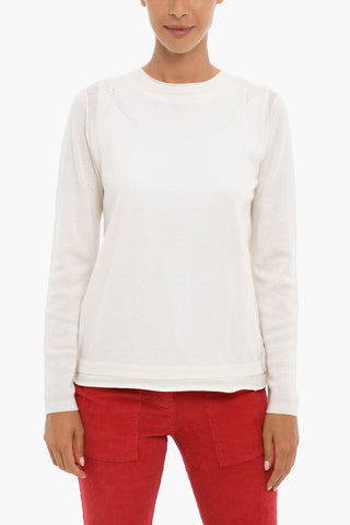 Wool Crew-neck Sweater with Cotton Lining