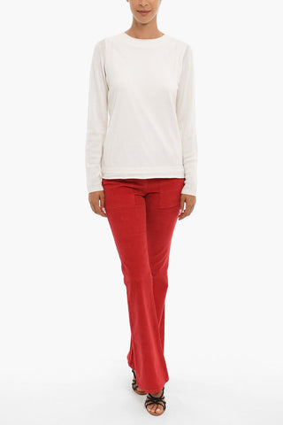 Wool Crew-neck Sweater with Cotton Lining