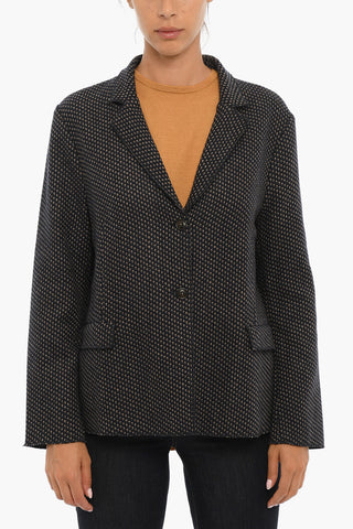 Two-Tone Wool Blend Blazer with Flap Pockets