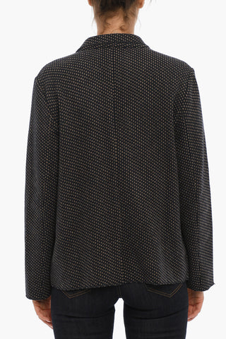 Two-Tone Wool Blend Blazer with Flap Pockets
