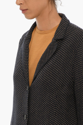 Two-Tone Wool Blend Blazer with Flap Pockets