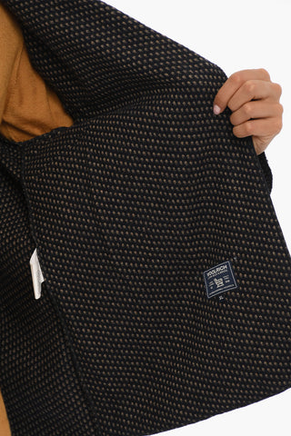 Two-Tone Wool Blend Blazer with Flap Pockets