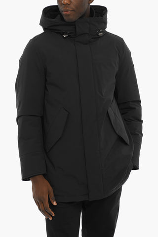 Solid Color Down Jacket with Hood and Hidden Closure
