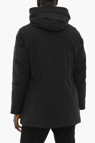 Solid Color Down Jacket with Hood and Hidden Closure