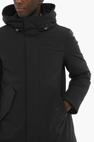Solid Color Down Jacket with Hood and Hidden Closure