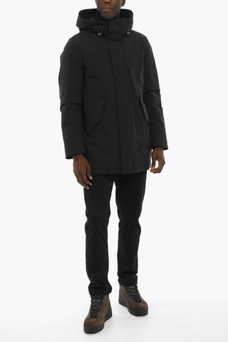 Solid Color Down Jacket with Hood and Hidden Closure