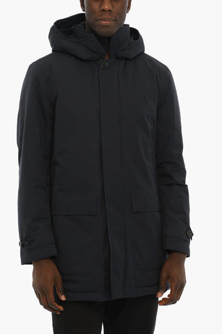 Solid Color Down Jacket with Removable Hood