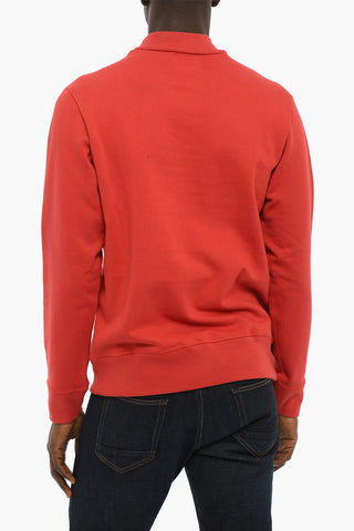 Solid Color Brushed Cotton Mock Neck Sweatshirt