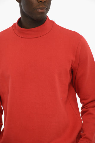 Solid Color Brushed Cotton Mock Neck Sweatshirt