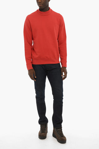 Solid Color Brushed Cotton Mock Neck Sweatshirt