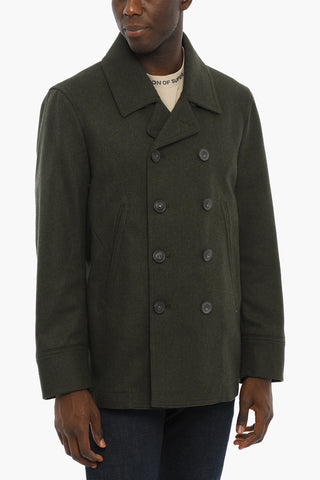Wool Blend Unlined MELTON Double Breast Peacoat